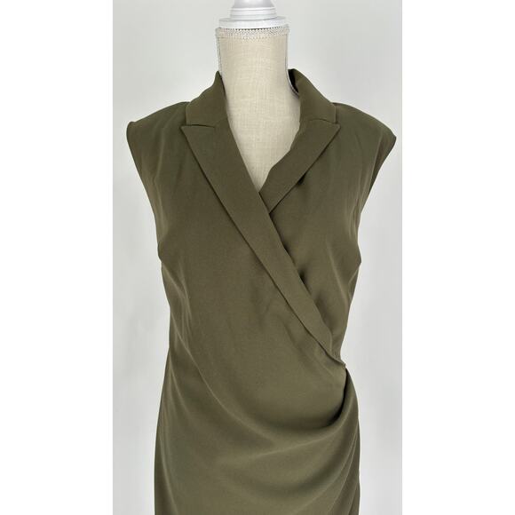 Express Sleeveless Wrap Asymmetrical Hem Mini Blazer Dress Womens 12 Green New - Picture 5 of 13
